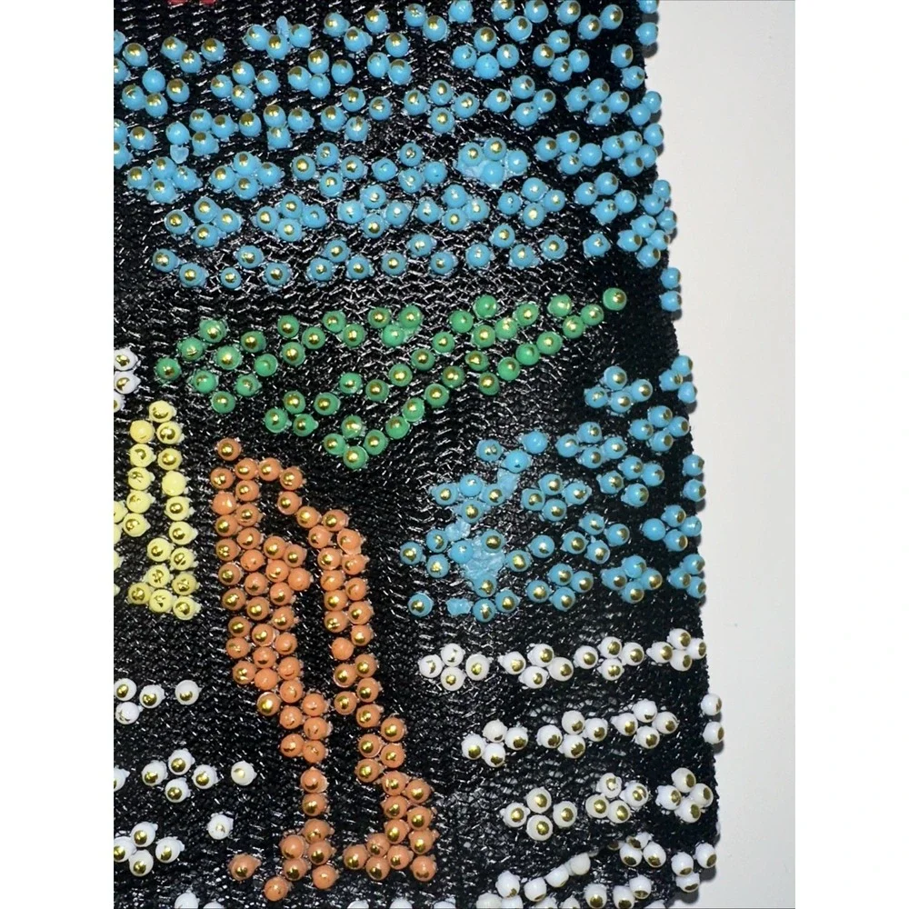 Vintage Jerusalem Beaded Crossbody Bag Handbag Camel Scene Colorful Zipper Pouch